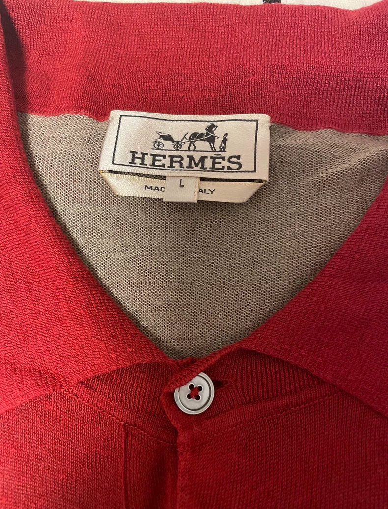 Hermes Knit Polo Shirt in Red