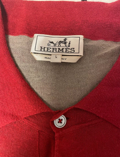 Hermes Knit Polo Shirt in Red