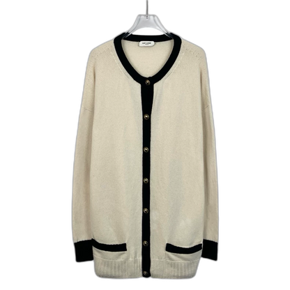 Saint Laurent Beige Long Sleeve Knit Cardigan