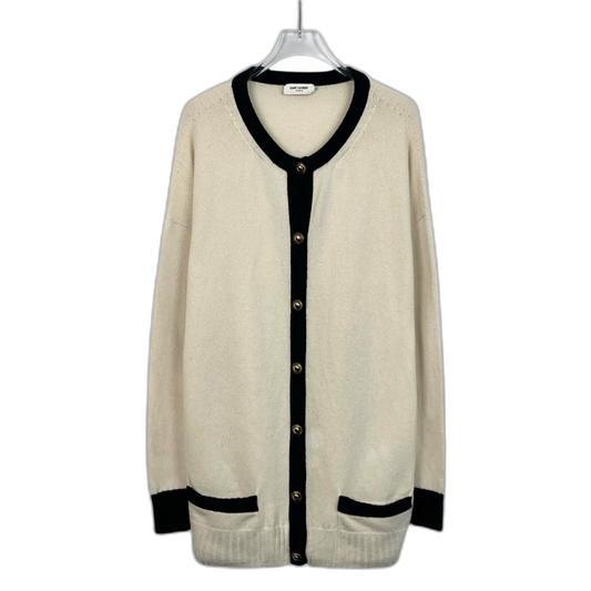 Saint Laurent Beige Long Sleeve Knit Cardigan