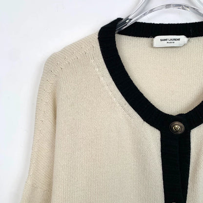 Saint Laurent Beige Long Sleeve Knit Cardigan