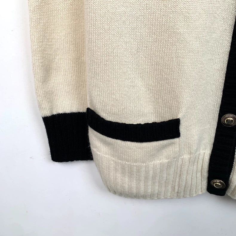 Saint Laurent Beige Long Sleeve Knit Cardigan