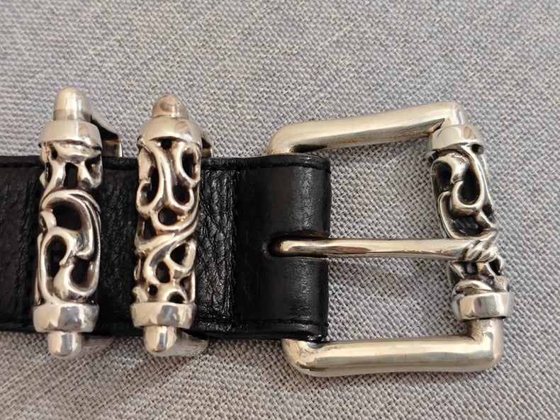 Chrome Hearts Black Leather Belt