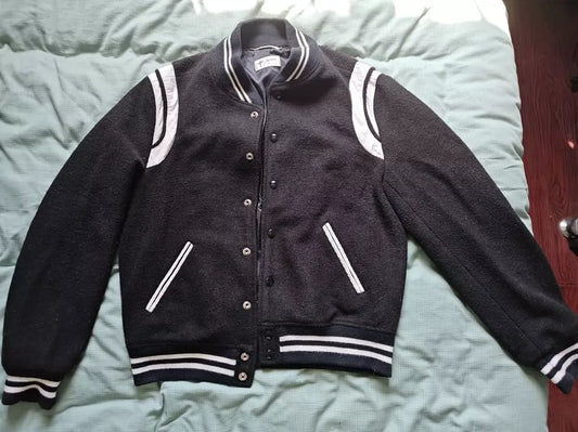 Saint Laurent Striped Wool Bomber Jacket