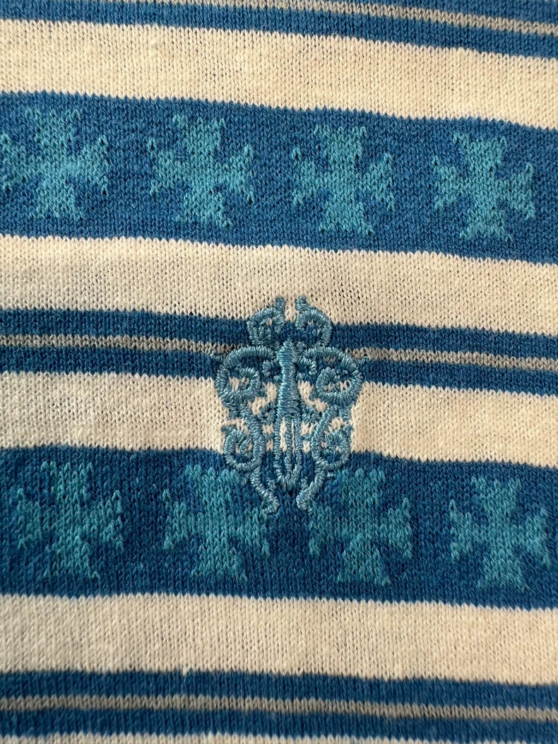 Chrome Hearts White Blue Stripe Short Sleeve Tee-yf