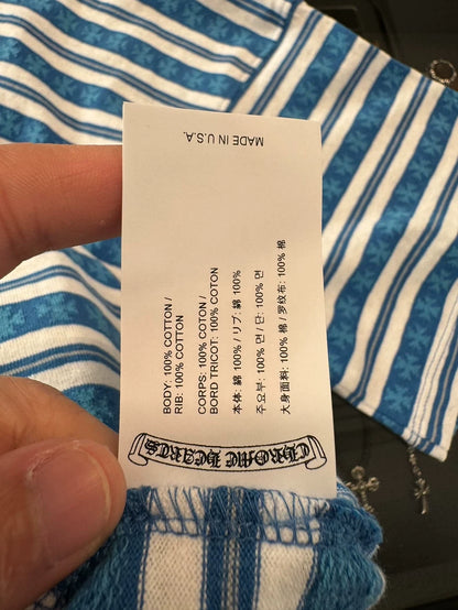 Chrome Hearts White Blue Stripe Short Sleeve Tee-yf