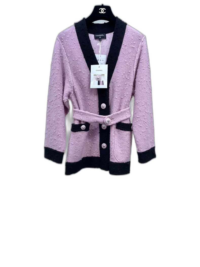 CHANEL 24K Knit Cardigan in Pink and Black