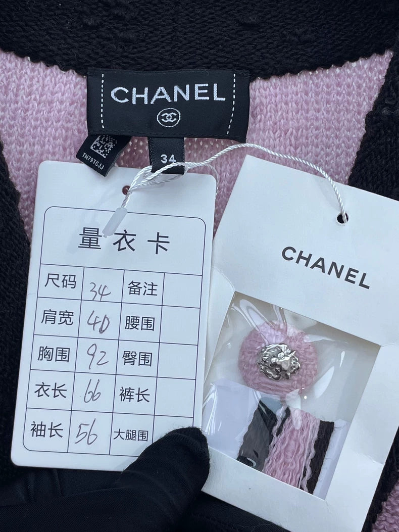 CHANEL 24K Knit Cardigan in Pink and Black