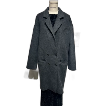 Vintage Gray Double-Breasted Wool Coat