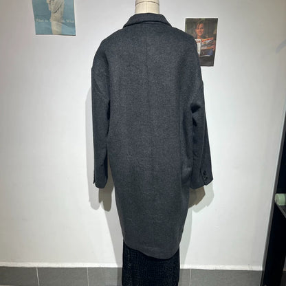 Vintage Gray Double-Breasted Wool Coat