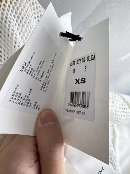 White Celine Mesh Hoodie with Logo