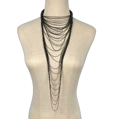 Black Layered Beaded Necklace 53cm Length