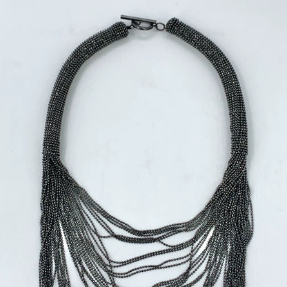 Black Layered Beaded Necklace 53cm Length