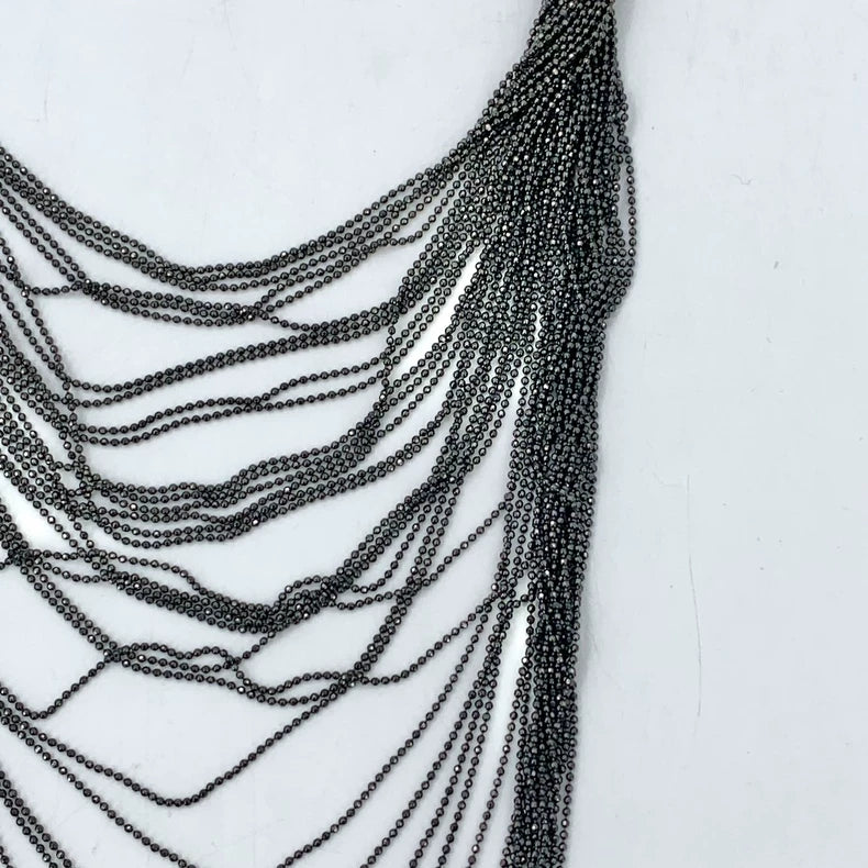 Black Layered Beaded Necklace 53cm Length