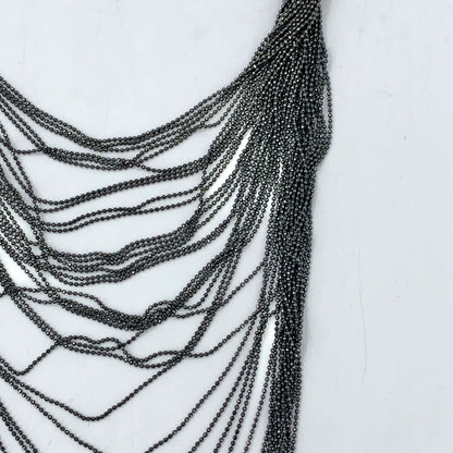 Black Layered Beaded Necklace 53cm Length