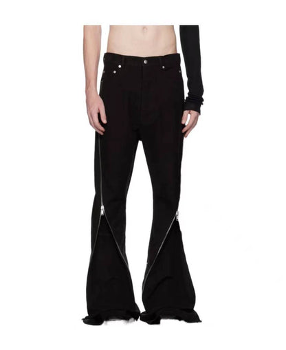 Rick Owens Men's Black Zip Wide-Leg Pants