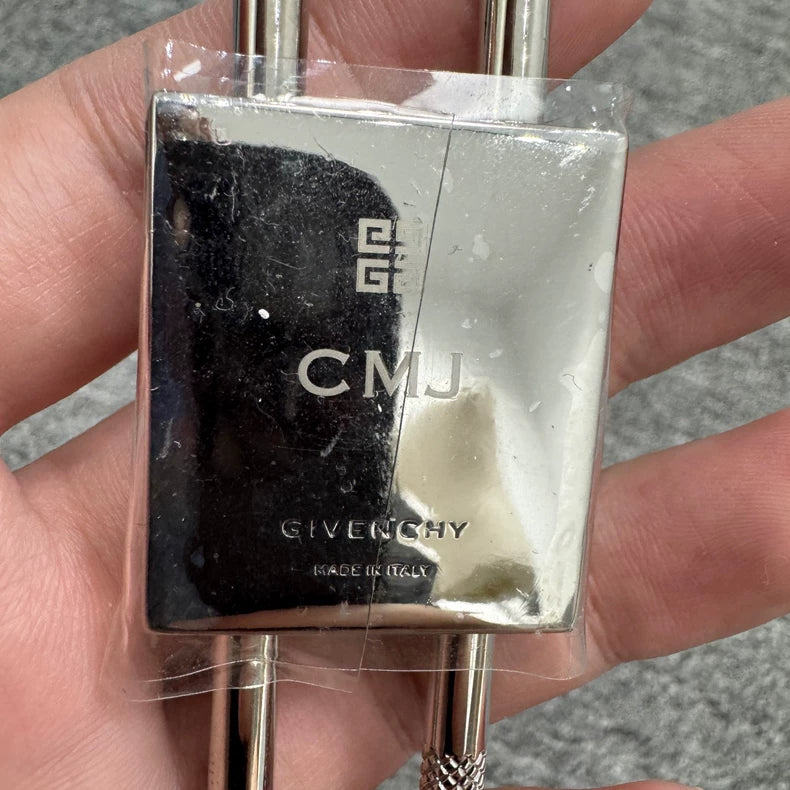 Givenchy Silver Padlock Pattern Buckle-yf
