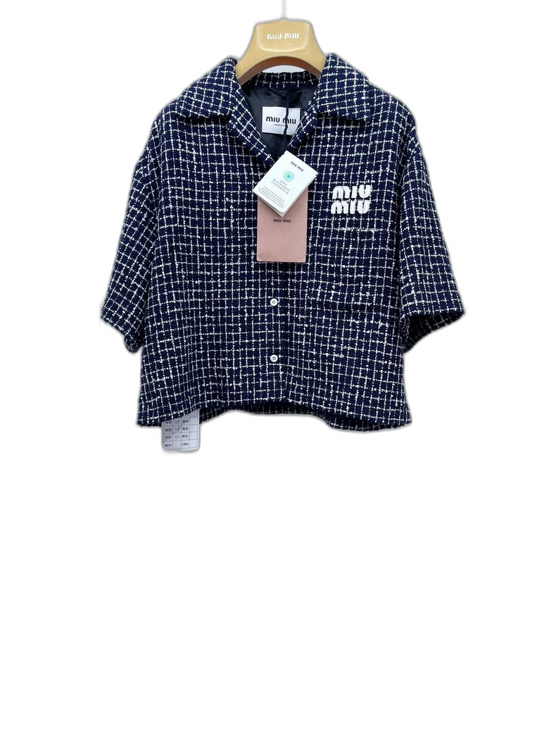 miumiu Blue White Short Sleeve Top