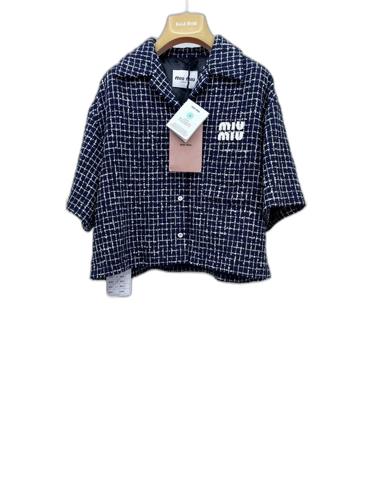 miumiu Blue White Short Sleeve Top