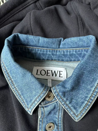 Loewe Denim and Black Hooded Jacket
