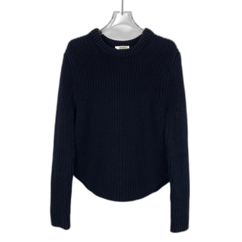 Celine Navy Blue Long Sleeve Knit Sweater