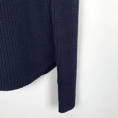 Celine Navy Blue Long Sleeve Knit Sweater