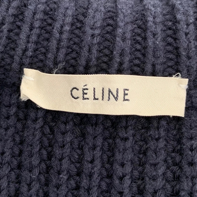 Celine Navy Blue Long Sleeve Knit Sweater