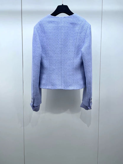 Chanel 24A Lilac V-Neck Tweed Jacket
