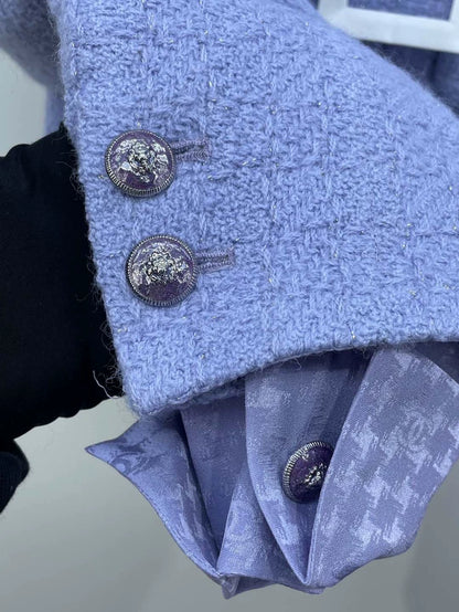 Chanel 24A Lilac V-Neck Tweed Jacket