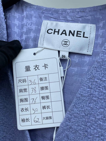 Chanel 24A Lilac V-Neck Tweed Jacket