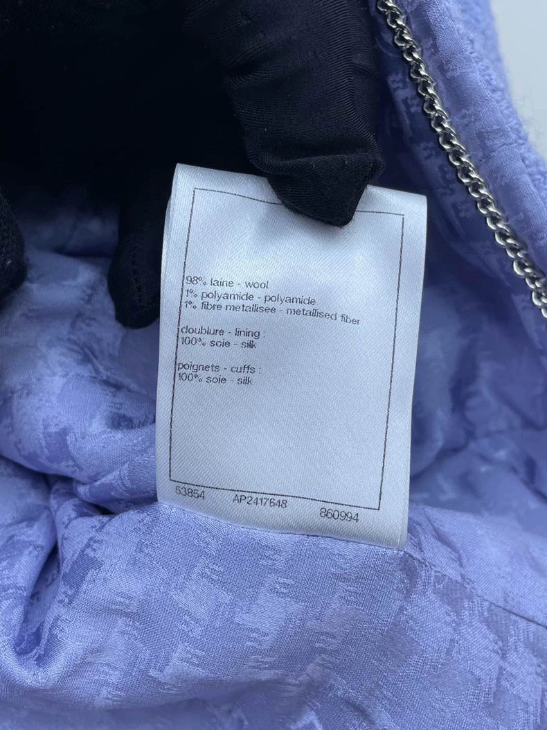 Chanel 24A Lilac V-Neck Tweed Jacket