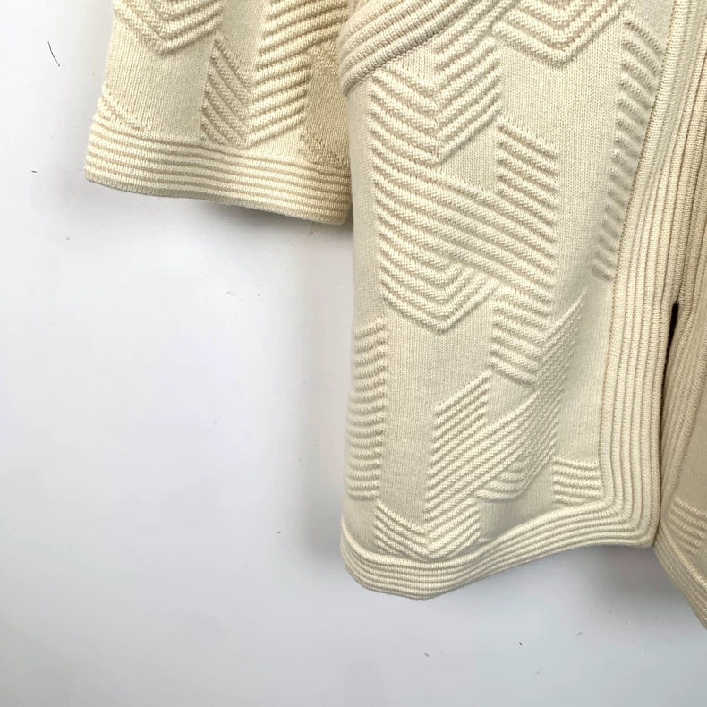 Hermes Beige Wool Zipper Knit Jacket
