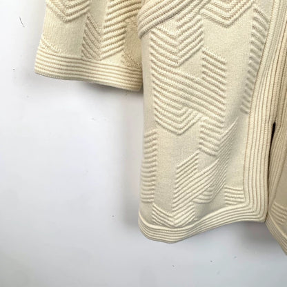 Hermes Beige Wool Zipper Knit Jacket