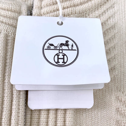 Hermes Beige Wool Zipper Knit Jacket