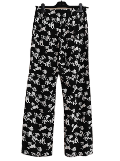 Celine Silk Dog Print Long Pants