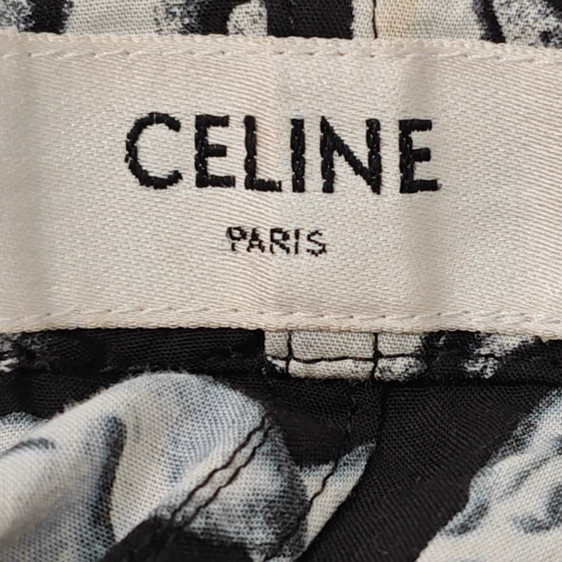 Celine Silk Dog Print Long Pants