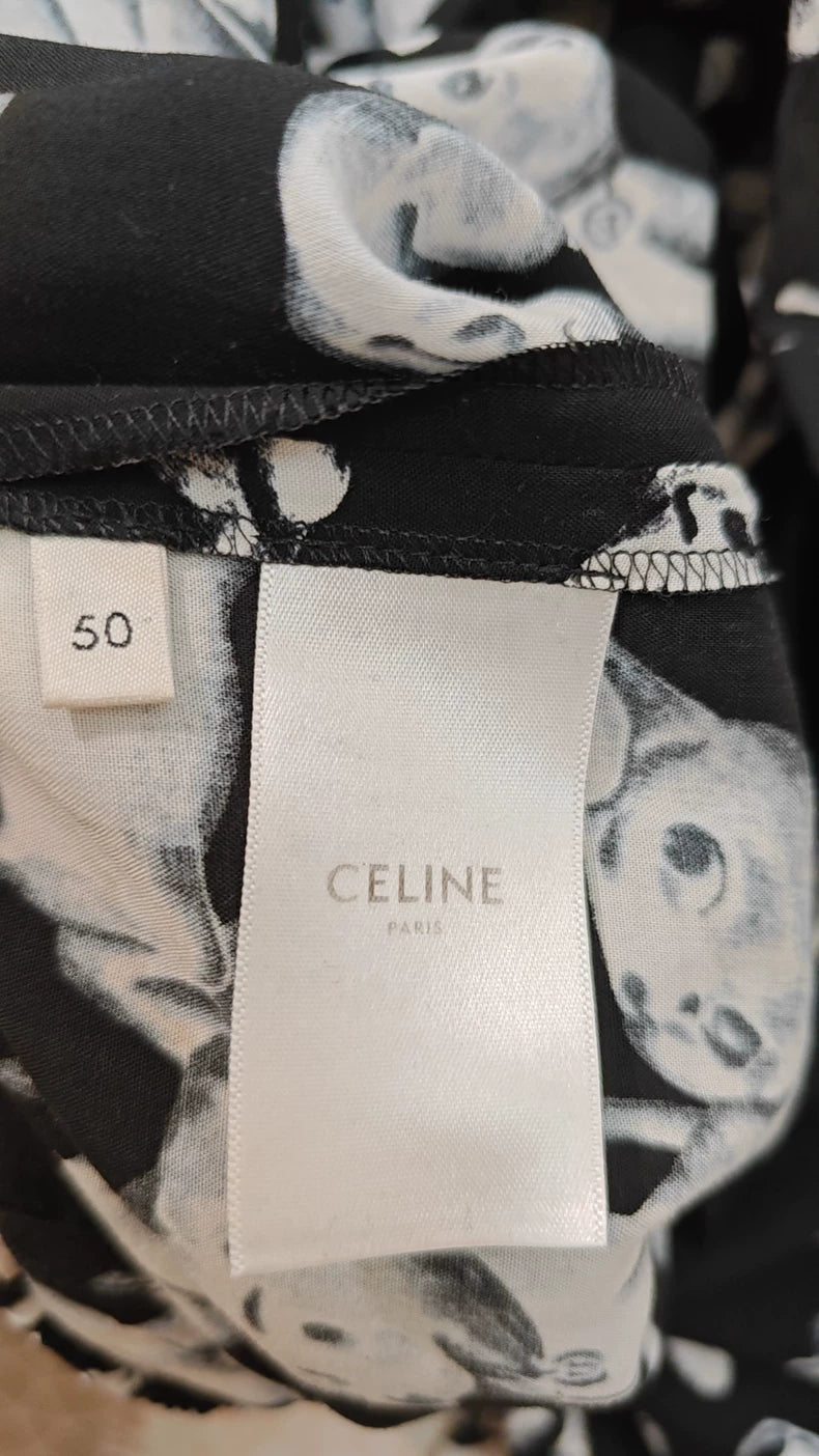 Celine Silk Dog Print Long Pants