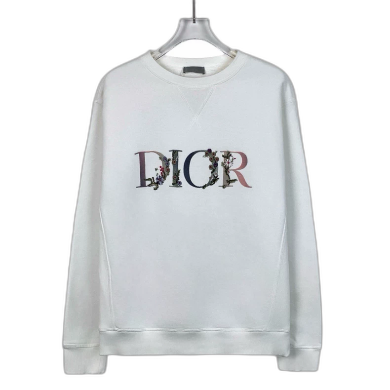 Dior White Logo Embroidered Sweatshirt