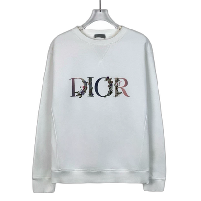 Dior White Logo Embroidered Sweatshirt