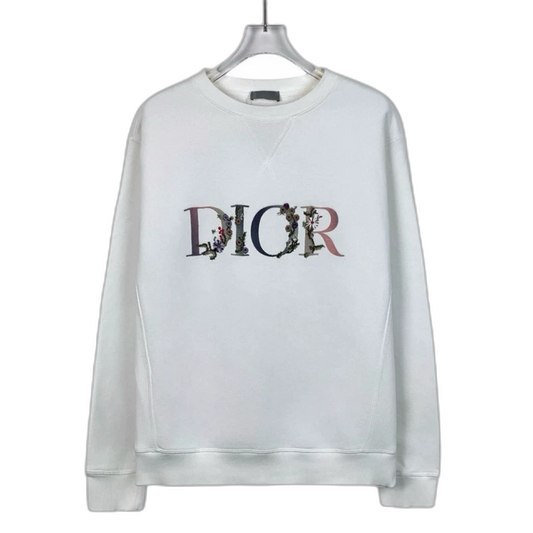 Dior White Logo Embroidered Sweatshirt