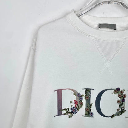 Dior White Logo Embroidered Sweatshirt