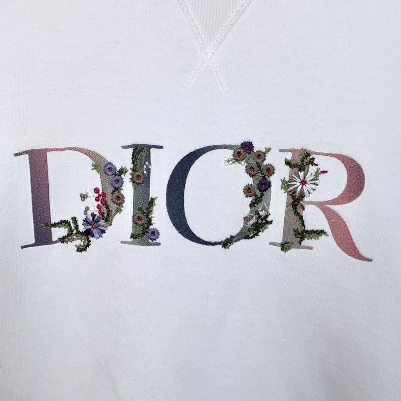 Dior White Logo Embroidered Sweatshirt