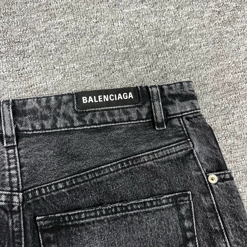 Balenciaga Washed Wide-Leg Denim Pants