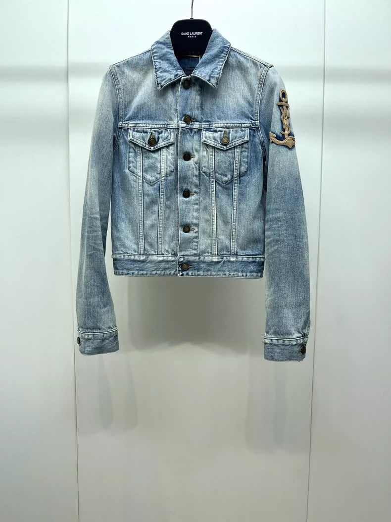 Saint Laurent Denim Jacket with Anchor