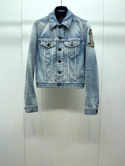 Saint Laurent Denim Jacket with Anchor