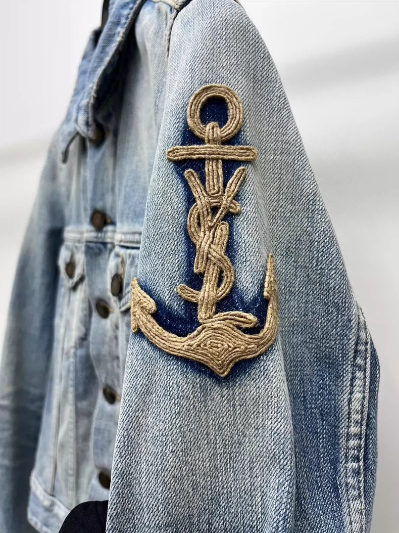 Saint Laurent Denim Jacket with Anchor