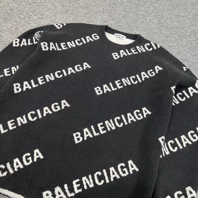 Balenciaga Wool Knit Sweater with Logos
