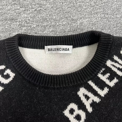 Balenciaga Wool Knit Sweater with Logos