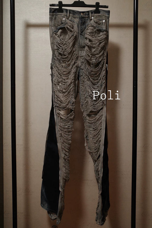 Rick Owens FW23 Distressed Zip Banana Jeans