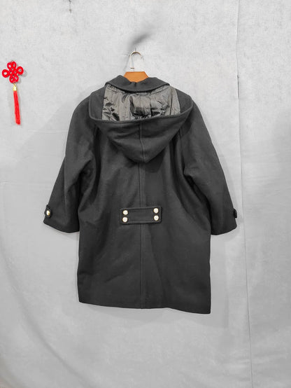 Vintage Black Prada Hooded Wool Coat